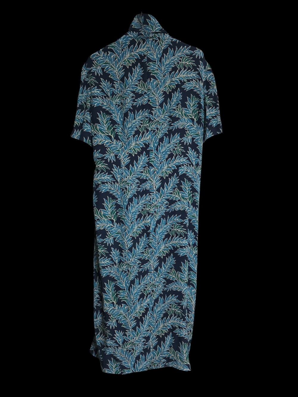 Vintage Adrianna Papell Navy & Teal Tropical Print Wrap Dress Chic Quiet Luxury - Picture 2 of 6